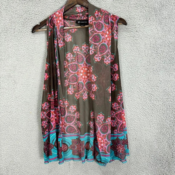 INC International concepts open front sheer top womens medium‎ geometric boho - Picture 1 of 5